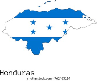 Vector Honduras map silhouette, painted in colors of a national flag