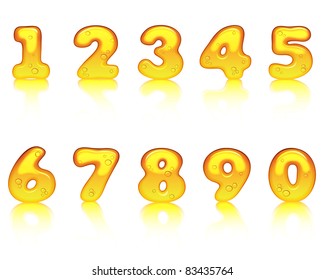 Vector honey alphabet. Numbers