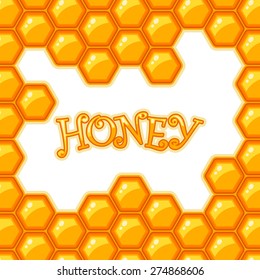 Vector honey background with honeycomb