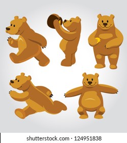 Vector Honey Bear Poses