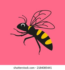 Vector honey bee for beekeeping. Bumblebee on an isolated pink background. File for cutting SVG.
