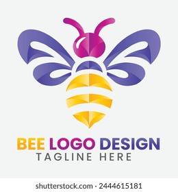 Vector honey bee icon logo design template with vector illustration