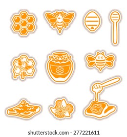Vector honey and bee icon set