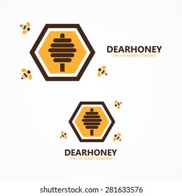 Vector honey and bee logo