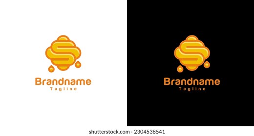 Vector honey bee nest logo. Creative logo inspiration