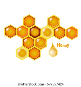 Vector honey combs background design elements isolated over white background