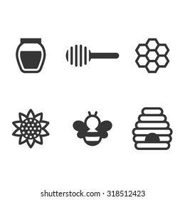 vector honey icon set