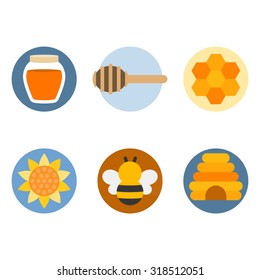 vector honey icon set, flat design