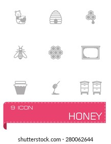 Vector Honey icon set on grey background