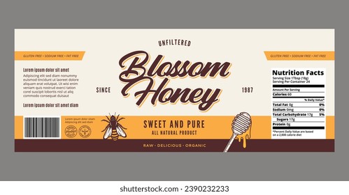 Vector honey label or packaging design template