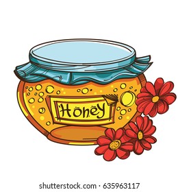 Vector honey pot isolated on white background