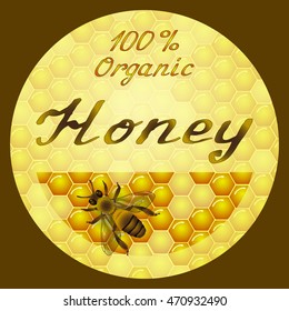 Vector honey round label design.