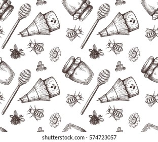 Vector honey seamless pattern.