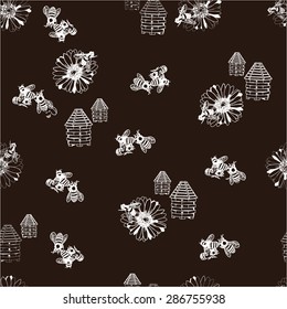 Vector honey seamless pattern with hand drawn sketch illustration