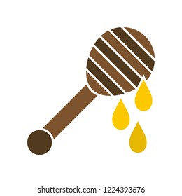 vector honey spoon. Flat illustration of honey. sweet honey dipper isolated on white background. bees natural sign symbol. honey drop icon
