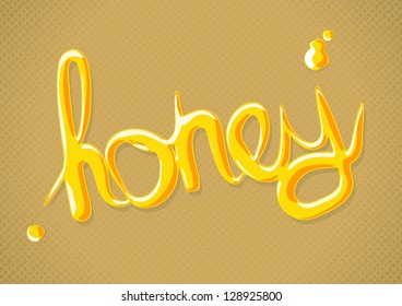 Vector honey text on wafers background
