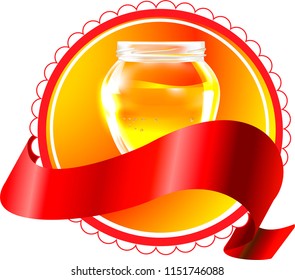 Vector honey in a transparent glass jar.
A realistic image of honey for companies selling beekeeping products.