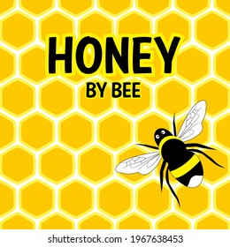 vector honeycomb and bees with yellow design illustration