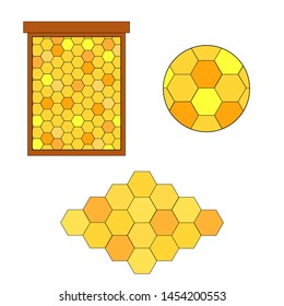 Vector honeycomb cartoon icons. illustration for design and web isolated on white background.