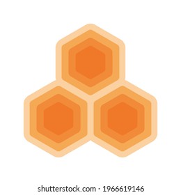 Icono de abeja vectorial. Logo de las células de Honeycomb. Hexagons. Ilustración plana vectorial.