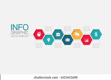 Vector Honeycomb Infographic Diagram, Template For Business, Presentations, Web Design, 7 Options.