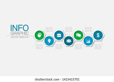 Vector Honeycomb Infographic Diagram, Template For Business, Presentations, Web Design, 7 Options.