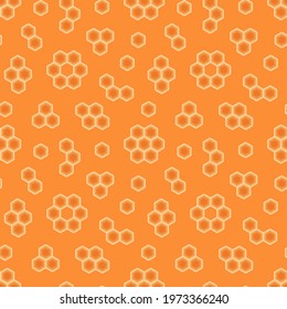 Vector honeycomb pattern. Abstract honeycomb cells inside beehive. Honey seamless pattern.