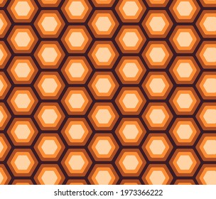 Vector honeycomb pattern. Abstract seamless pattern with hexagons in retro style.