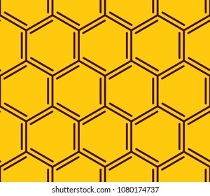 Vector honeycomb seamless pattern. Geometric hexagonal pattern on yellow background