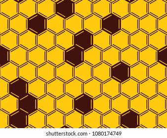 Vector honeycomb seamless pattern on yellow background