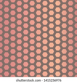 Vector HoneyCombs Abstract with Rose Gold Foil effect seamless pattern background.