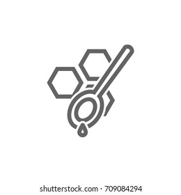 Vector of honeycombs and spoon line icon combination. Symbol and sign illustration design. Editable Stroke. Isolated on white background