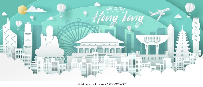 Vektorgrafik von Hongkong Wahrzeichen, Reise- und Tourismuskonzept. EPS10-Vektor.