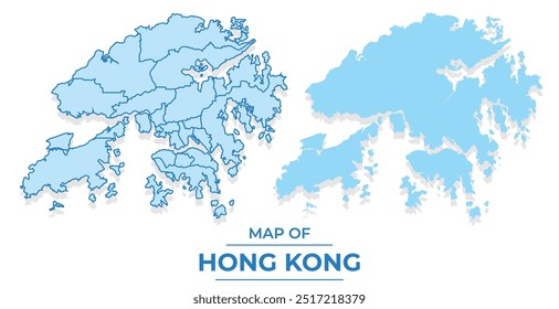 Vetor Hong Kong mapa definir simples plano e esboço estilo ilustração