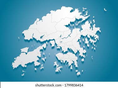 Vector Hong Kong region China border map isolated on background. Flat region template travel pattern, report, infographic, backdrop. Asia nation business silhouette sign concept.