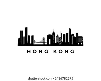 Vector Hong Kong skyline. Travel Hong Kong famous landmarks. Business and tourism concept for presentation, banner, web site.