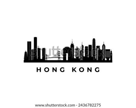 Vector Hong Kong skyline. Travel Hong Kong famous landmarks. Business and tourism concept for presentation, banner, web site.