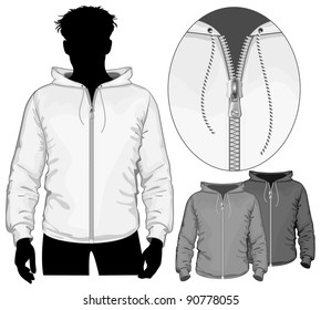 Vector. Hooded sweatshirt with zipper.