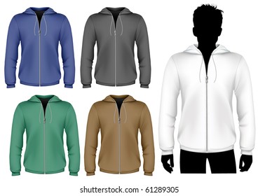 Vector. Hooded sweatshirt with zipper design template.