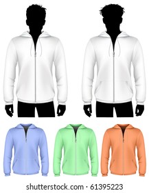 Vector. Hooded sweatshirt with zipper design template.