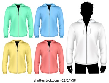 Vector. Hooded sweatshirt with zipper design template.