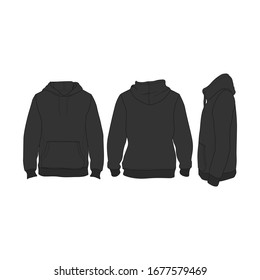 Vector Hoodie Black Sleeves Streetwear Fashion Illustration Design Commercial Use