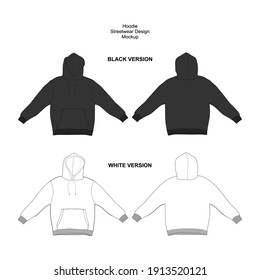 Vector Hoodie Black and White Sleeves Streetwear Fashion Illustration Design V2 Commercial Use