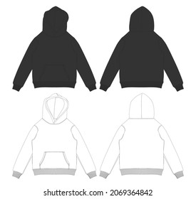 Vector Hoodie Black and White Sleeves Streetwear Fashion Illustration Design Commercial Use New Style