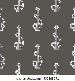 Vector Hookah Silhouette Isolated on Grey Background. Seamless Pattern