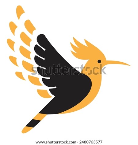 Vector Hoopoe are colorful birds found across Africa, Asia, and Europe, notable for their distinctive "crown" of feathers.