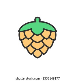 Vector hop cone flat color line icon.