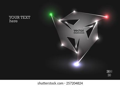 Vector horisontal metal-style abstract background with highlights and small text label
