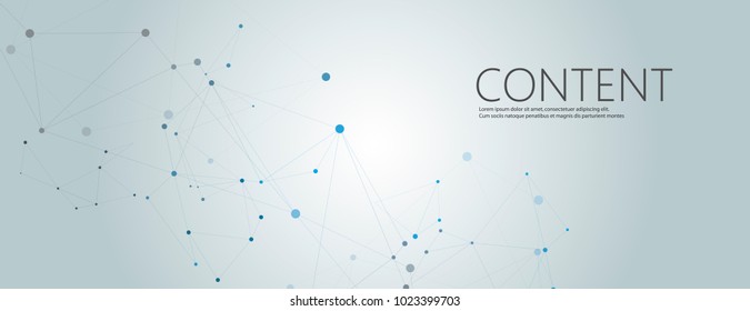 Vector horisontal template with modern design. Abstract geometric pattern, connections dots and lines background.