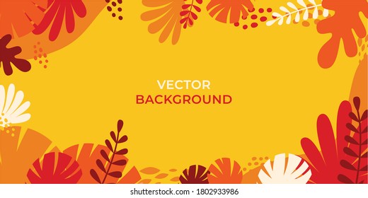 Vector  horizontal abstract background with copy space for text - autumn sale - bright vibrant banner, poster, cover design template, with yellow and orange leaves